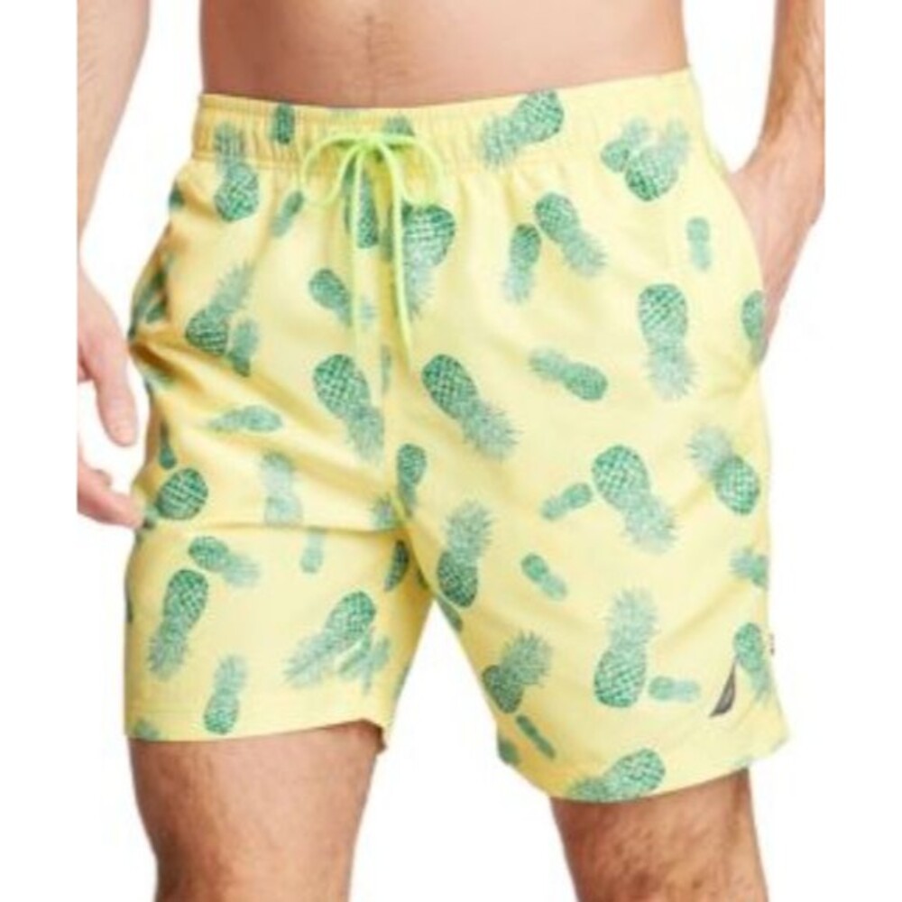 Nautica Pineapple Print Swim‎ Trunks, Yellow, XXL